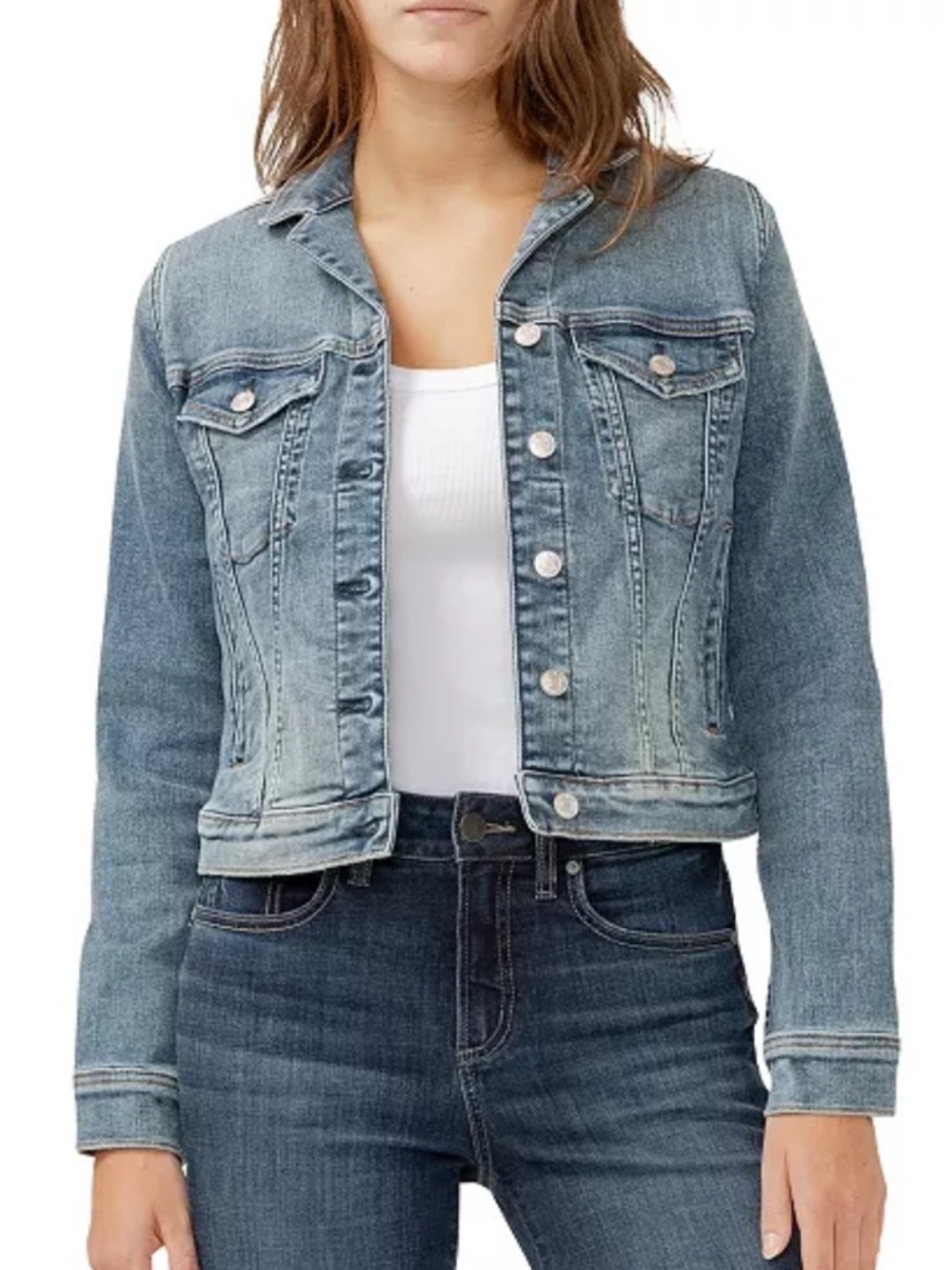 Silver Jeans Co.
Women's Notched Crop Jean Jacket
